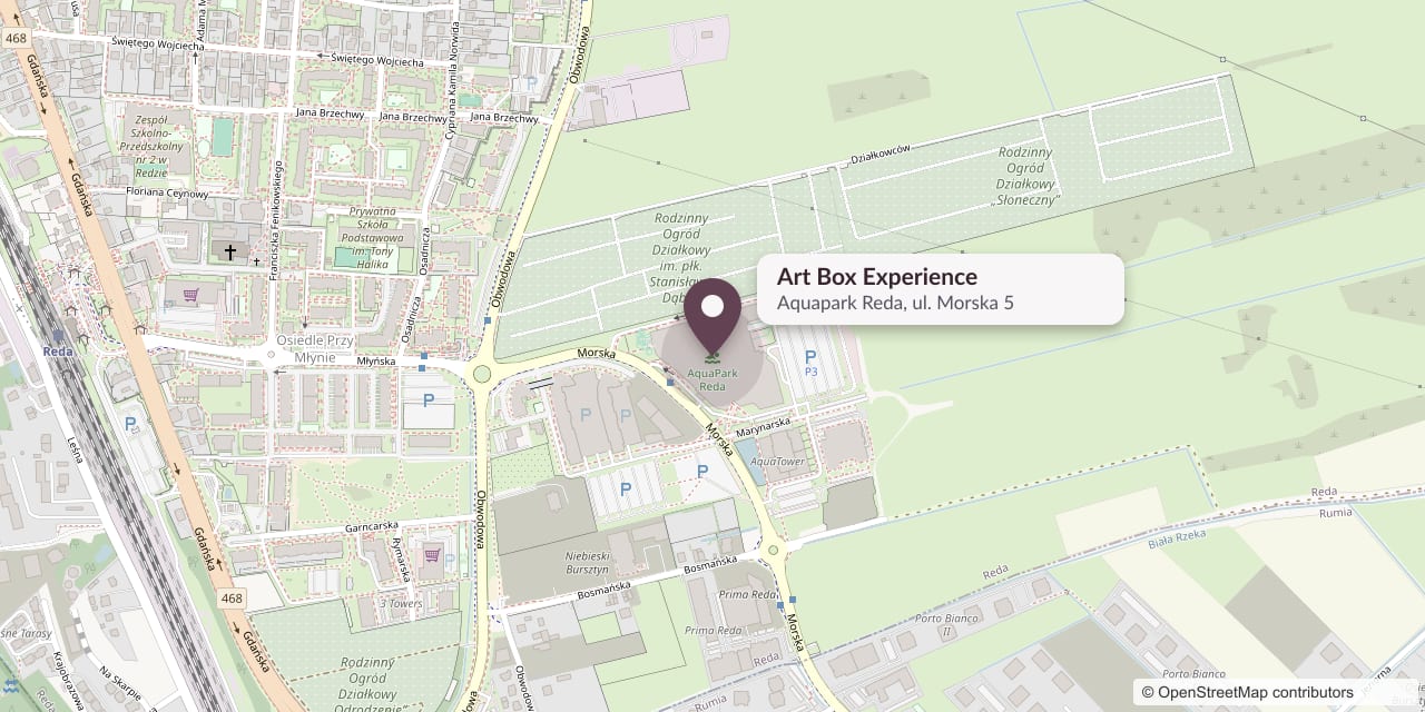 Mapa: Art Box Experience, Aquapark Reda, ul. Morska 5, Reda